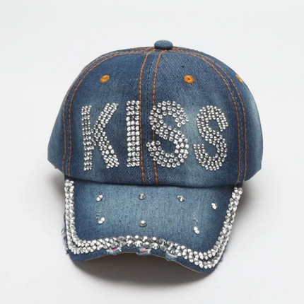 Y2K Denim Hat With Rhinestones Dark Blue