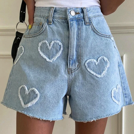 Y2K Denim Heart Shorts