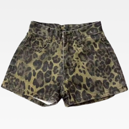 Y2K Denim Leopard Shorts