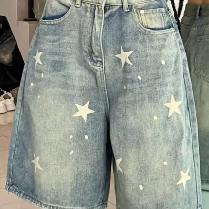 Y2K Denim Shorts With Stars