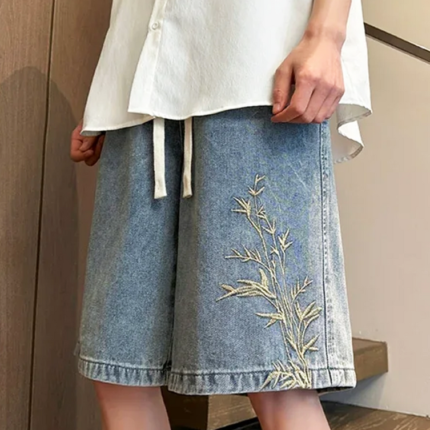 Y2K Embroidered Denim Shorts