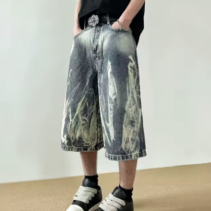 Y2K Flame Denim Shorts