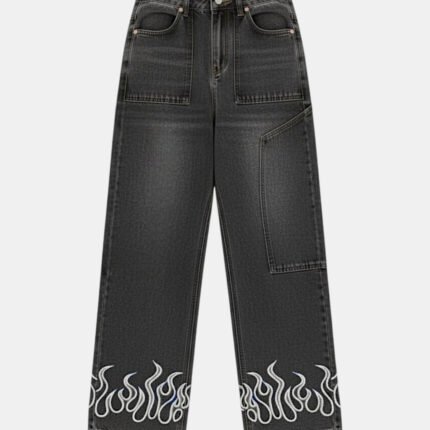 Y2K Flamme Jeans Noir