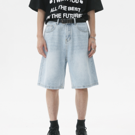 Y2K Light Blue Denim Shorts Mens