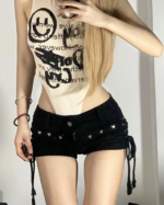 Y2K Low Rise Black Denim Shorts