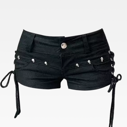 Y2K Low Rise Black Denim Shorts