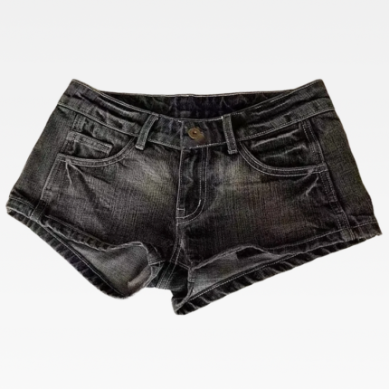 Y2K Low Rise Denim Black Shorts