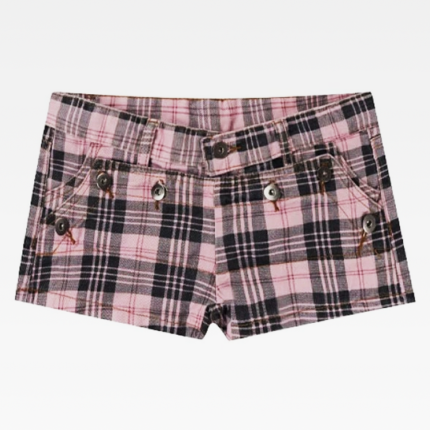 Y2K Plaid Denim Shorts