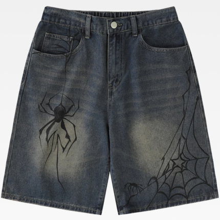 Y2K Spider Denim Shorts