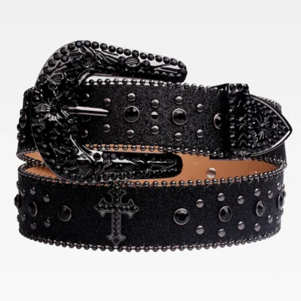 Y2K Black Rhinestone Belt