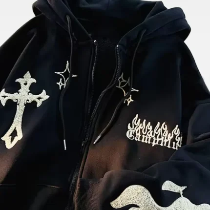 Y2K Cross Zip up Hoodie