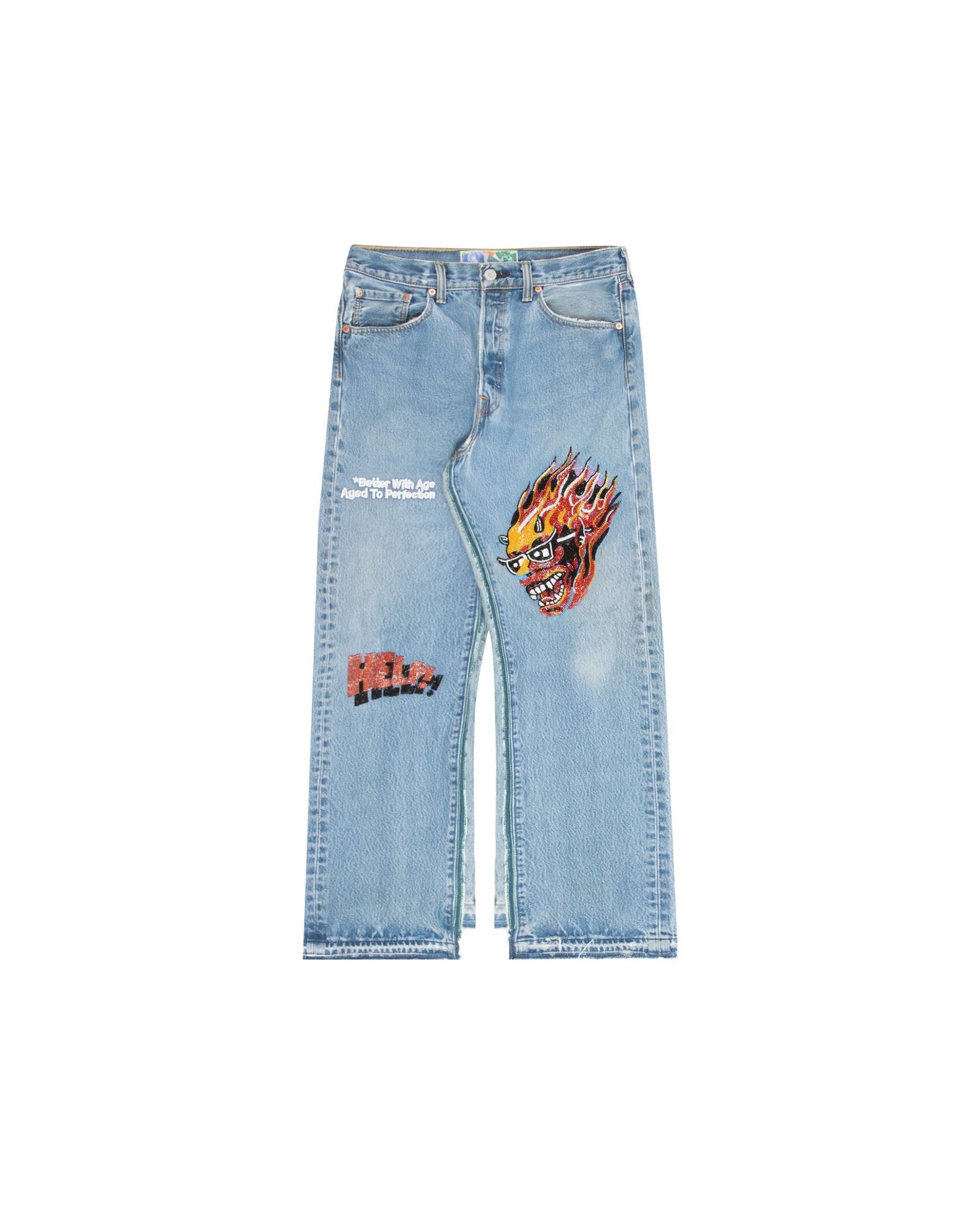 SHAM HAND-BEADED DOUBLE-WIDE DENIM SHAM HAND-BEADED DOUBLE-WIDE DENIM
